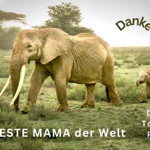 Beste Mama der Welt, Elefant und Baby, Karte zum Muttertag, individuelle Karte, persönliches Geschenk für Mama zum Geburtstag, Danke Mama