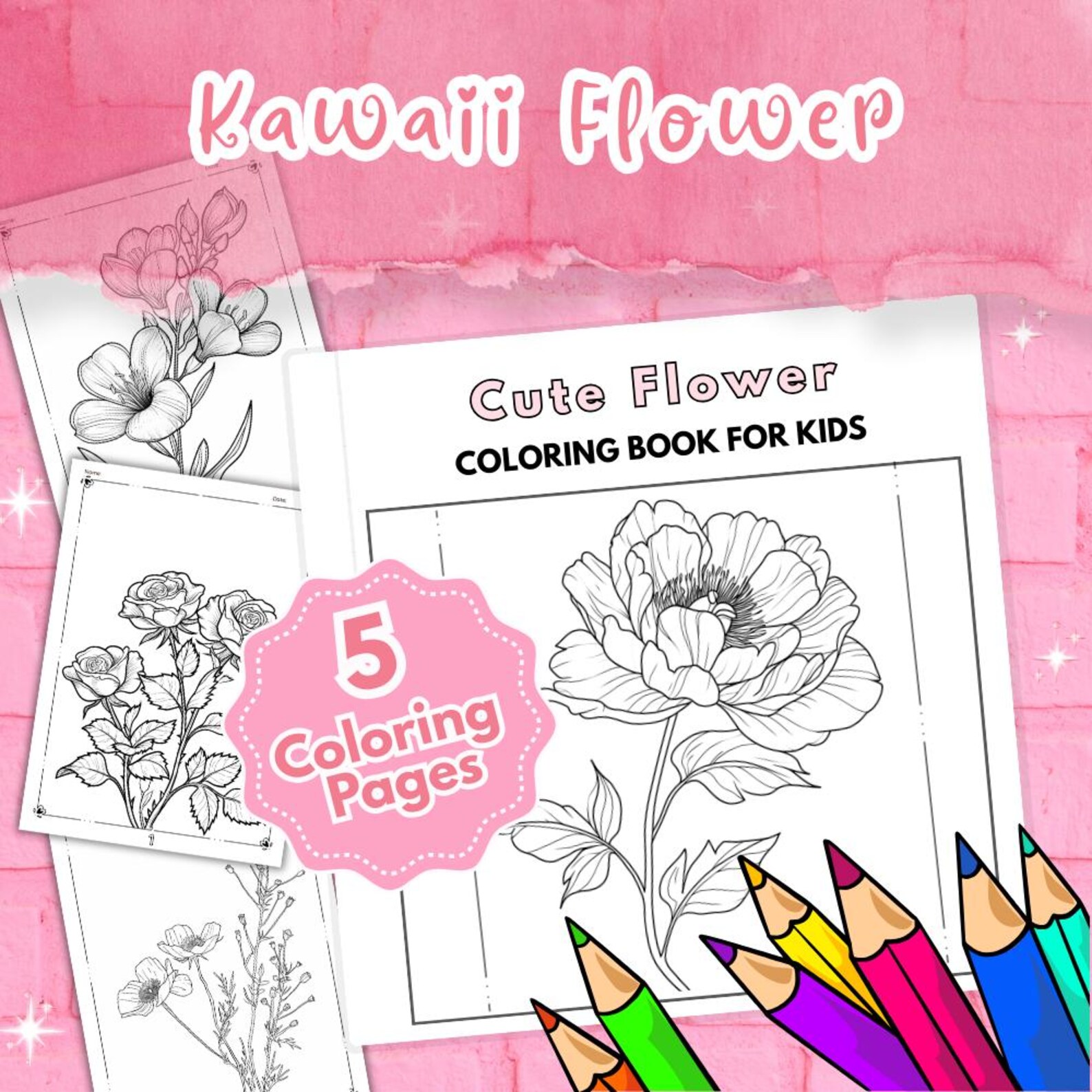 5 Printable Flower Coloring Pages for Any Age Coloring Book Animals ...