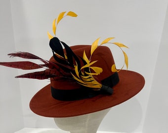 Spice Fedora with Feathers