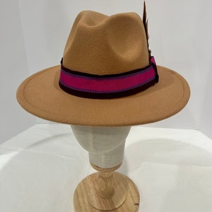Carmel Fedora with Feathers