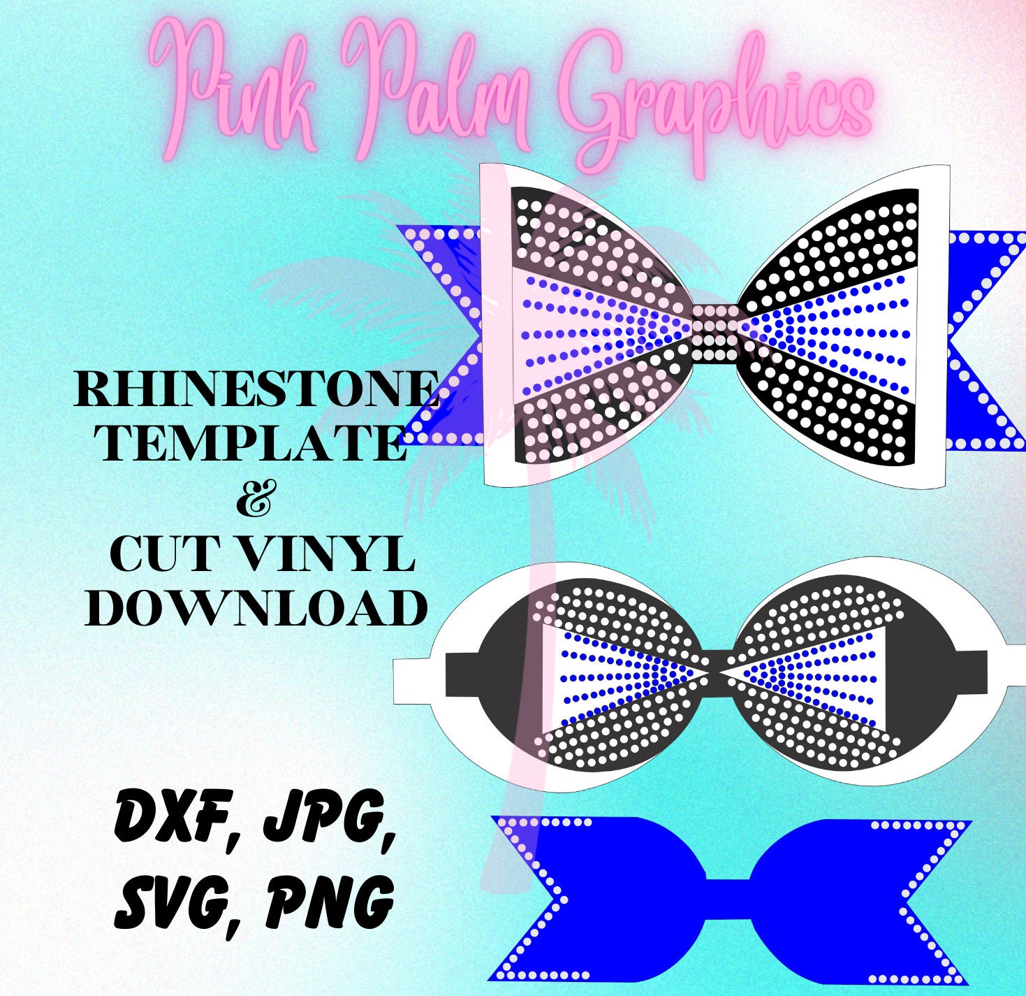 Tailless Cheer Bow Rhinestone Template & Cut Vinyl Design