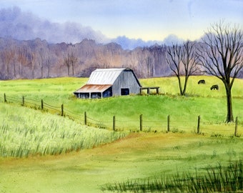 Rustic Barn in a Grassy Field