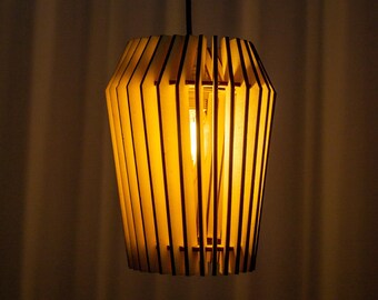 TWIST - Holzpendelleuchte, Handgefertigte Lampe, Deckenleuchte, Kronleuchter Beleuchtung, Industrielampe, Holz Lampenschirm, LED - Umweltfreundlich