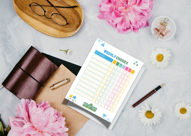 Printable Chore Chart Planner Template Single Page Kids Chore Chart Printable Chore Chart Planner Template Single Page Kids Chore Chart