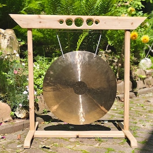 Suporte para gongo artesanal em madeira maciça, 100 x 100 cm (para gongos de até 80 cm). (Gong NÃO incluído!)