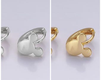 14K Gold Filled or Silver Mouse Animal Minimalist Cartilage Huggie Earrings