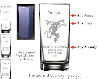 Personalised 12oz Highball Fireball Glass, Christmas, Birthday 18th 21st 30th 40th 50th 60th