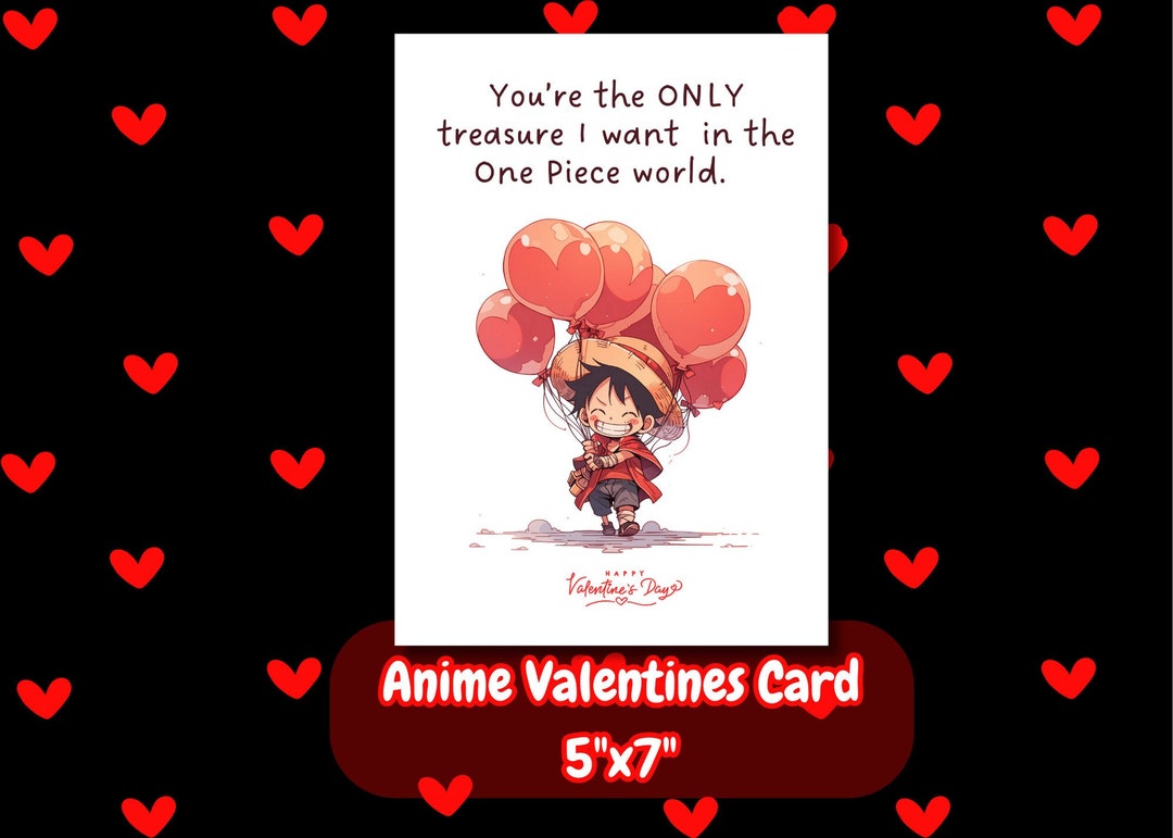 Anime Card Anime Valentine Card Greetings Card Gift for Him Printable ...