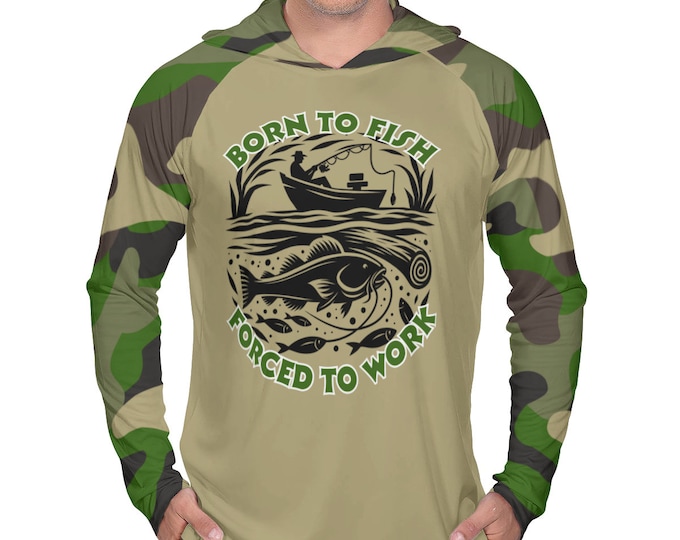 Catfishing Shirt, Catfish Performance 50+UV Sun Protection Shirt, Men's Catfish SPF Shirt, Catfish, Born To Fish Forced to Work