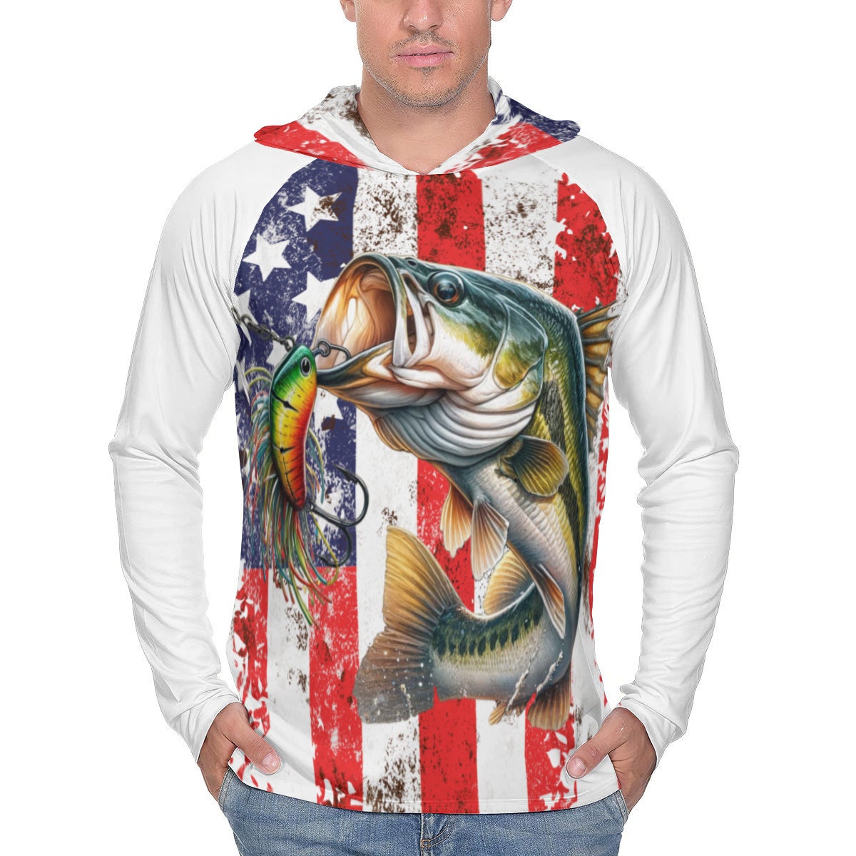 Bass Fish sclaes Fish hook Custom UV Long sleeve Fishing Shirts