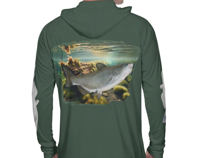 Catfishing Shirt, Catfish UV Sun Protection Shirt, Men's Catfish SPF Shirt, Catfishing , Fishing UV Shirt, Sun Protection Shirt, Hooded
