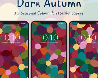Fondos de pantalla para móvil con estampado floral y paleta de colores otoñales oscuros (descarga digital)
