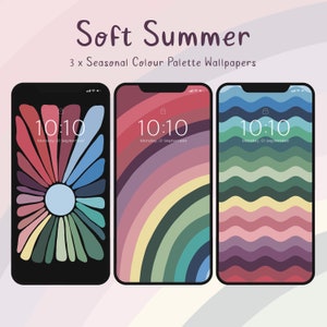 Soft Summer Mobile Wallpaper Pack, Seasonal Colour Analysis Swatches for Best Colours, Shopping Colour Swatches