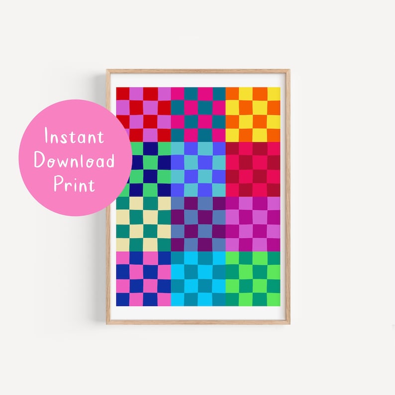 Bright Winter Color Palette Checkerboard Print (digital Download) - Etsy