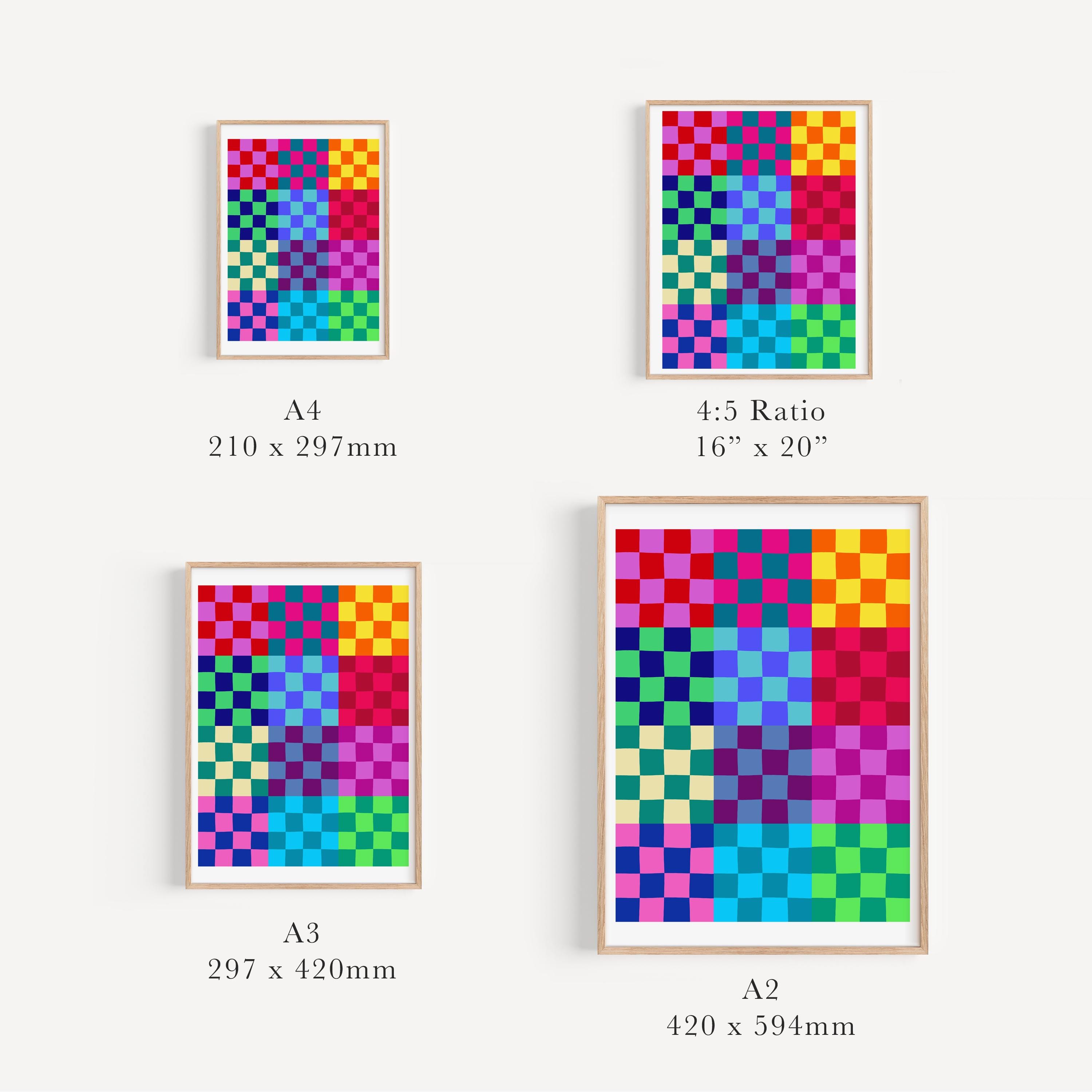 Bright Winter Color Palette Checkerboard Print (digital Download) - Etsy