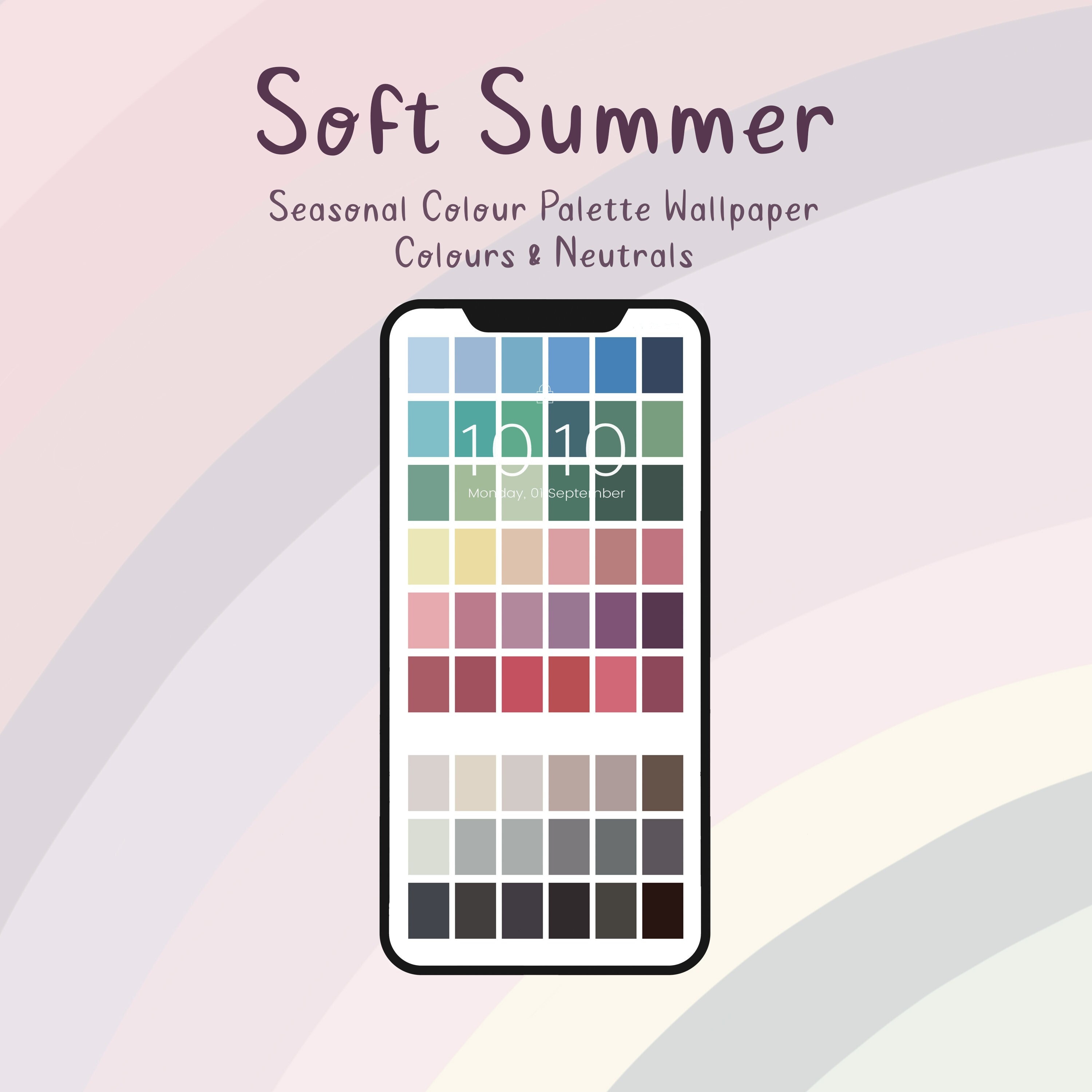 Soft Summer Color Palette Wallpaper: 54 Swatches (digital Download) - Etsy