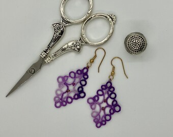 Tatted Purple Lace Earrings