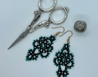 Tatted Black Lace Earrings