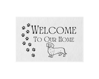 Welcome Mat For Dog Owners, Funny Dachshund Doormat, Doormat for dog owners, Weiner Dog doormat, dog paw print doormat, funny outdoor rugs