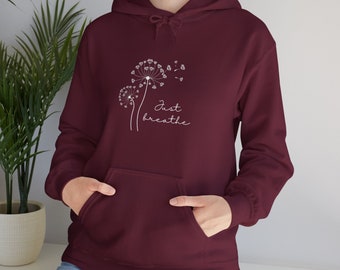Just Breathe Hoodie, Unisex Dandelion Pullover