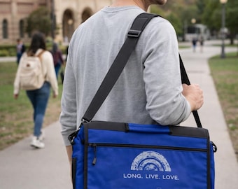 Pride Messenger Laptop Bag, LGBTQ Work Bag, Long Live Love Bag, College Satchel, Everyday Carry Bag, Gay Pride Gift, Travel Shoulder Bag