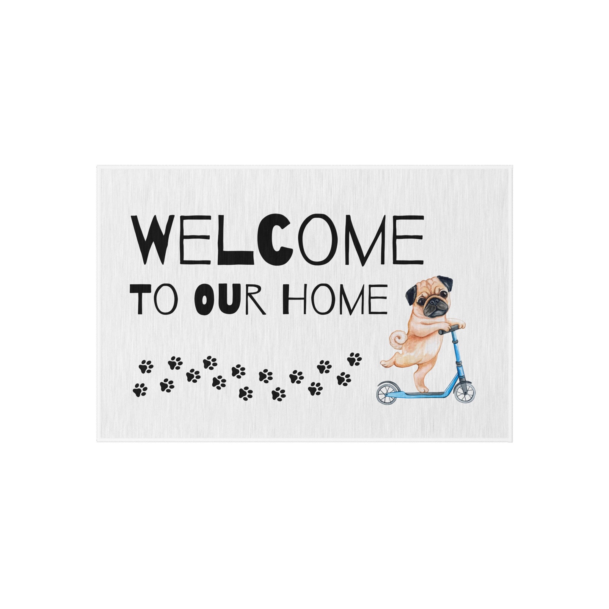 Welcome Mat For Dog Owners, Funny Pug Doormat, Doormat for dog owners, I love my pug doormat, dog paw print doormat, funny outdoor rugs