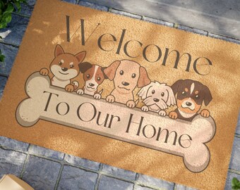 Welcome Mat For Dog Owner, Funny Dog Doormat, Doormat for dog owner, Cute Puppies doormat, dog paw print doormat, exterior rug, dog bone rug