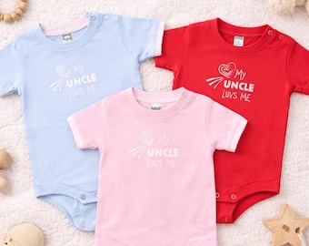My Uncle Loves Me Baby Onesie, Uncle Gift Baby Outfit, Cute Baby Bodysuit, Newborn Gift, Baby Shower Gift, Family Baby Clothes