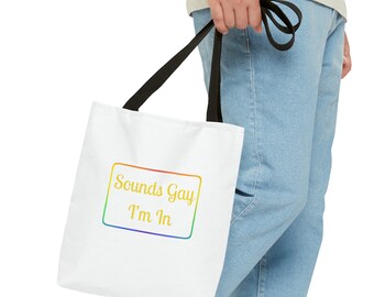 Bolsa de mano con el mensaje "Suena gay", bolsa para el desfile del orgullo LGBTQ, regalo queer, bolsa de mano del orgullo gay, bolsa de mano lésbica, bolsa de arcoíris, bolsa divertida LGBT, bolsas bisexuales