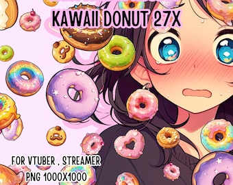 Throwable Assets Kawaii Donut 27x,2D Digital Assets,Stream Decoration,Cute Throwable,VTuber Assets, Playful VTuber Assets,Streamer,Kawaii
