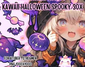 Throwable Assets Kawaii Halloween Spooky 30x ,2D Digital Assets,Stream Decoration,Cute Throwable,VTuber Assets, Cute Halloween Assets,Spooky