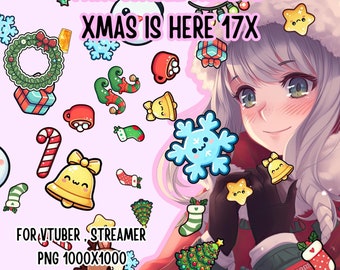 Throwable Assets Xmas Is Here 17x ,2D Digital Assets,Stream Decoration,Cute Throwable,VTuber Assets, Playful VTuber Assets,streamer assets