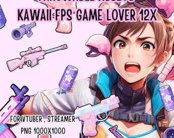 Throwable Kawaii FPS Game Lover 12x,2D Digital Assets,Stream Decoration,Cute,VTuber Assets,T.I.T.S Assets,Game items Assets,FPS Items PNG