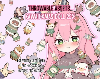 Throwable Assets Christmas Doll 22x ,2D Digital Assets,Stream Decoration,Cute Throwable,VTuber Assets,Holidays Stream Items,Christmas items