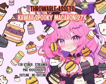 Throwable Assets Kawaii Spooky Macaron 27x ,2D Digital Assets,Stream Decoration,Cute Throwable,VTuber Assets, Cute Halloween Assets,Spooky