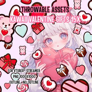 Throwable Assets Kawaii Valentine Gifts 15x ,2D Digital Assets,Stream Decoration,Cute Throwable,VTuber Asset,Streamer Asset,T.I.T.S,Holidays