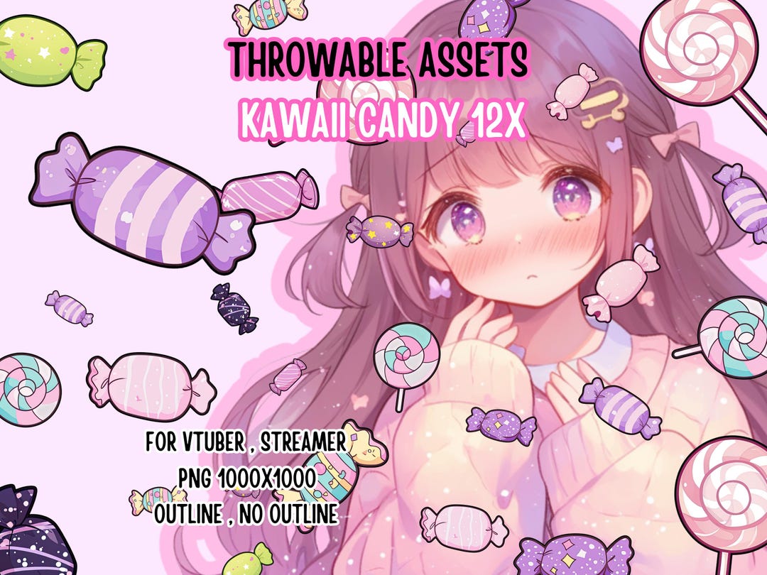 Throwable Assets Kawaii Candy 12x ,2D Digital Assets,stream Decoration ...