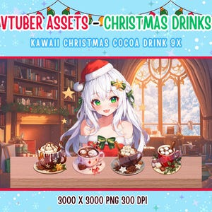 Vtuber アセット クリスマスドリンク かわいい甘いココアドリンク 9x Vtuber、かわいい、アニメ、デジタルアセット、ストリームデコレーション、ケーキアセット、PNG アセット、クリスマス