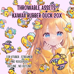 Kawaii gummianka 20x, 2D digitala tillgångar, Streamdekoration, söta kastbara, VTuber-tillgångar, lekfulla VTuber-tillgångar, söta tillgångar