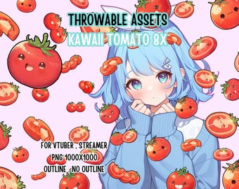 Throwable Assets Kawaii Tomato 8x ,2D Digital Assets,Stream Decoration,Cute Throwable,VTuber Assets,Assets,streamer assets,T.I.T.S Assets