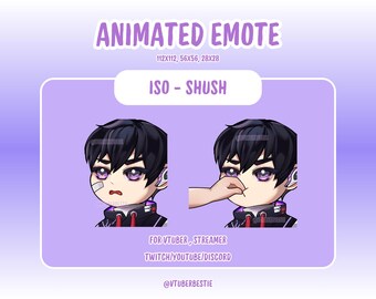 Animated Emote, Valorant Iso Shush Emote for Twitch, Discord, YouTube, VTuber Gaming Streamer Emotes, Cute Anime Emote, Meme Emote, Chibi