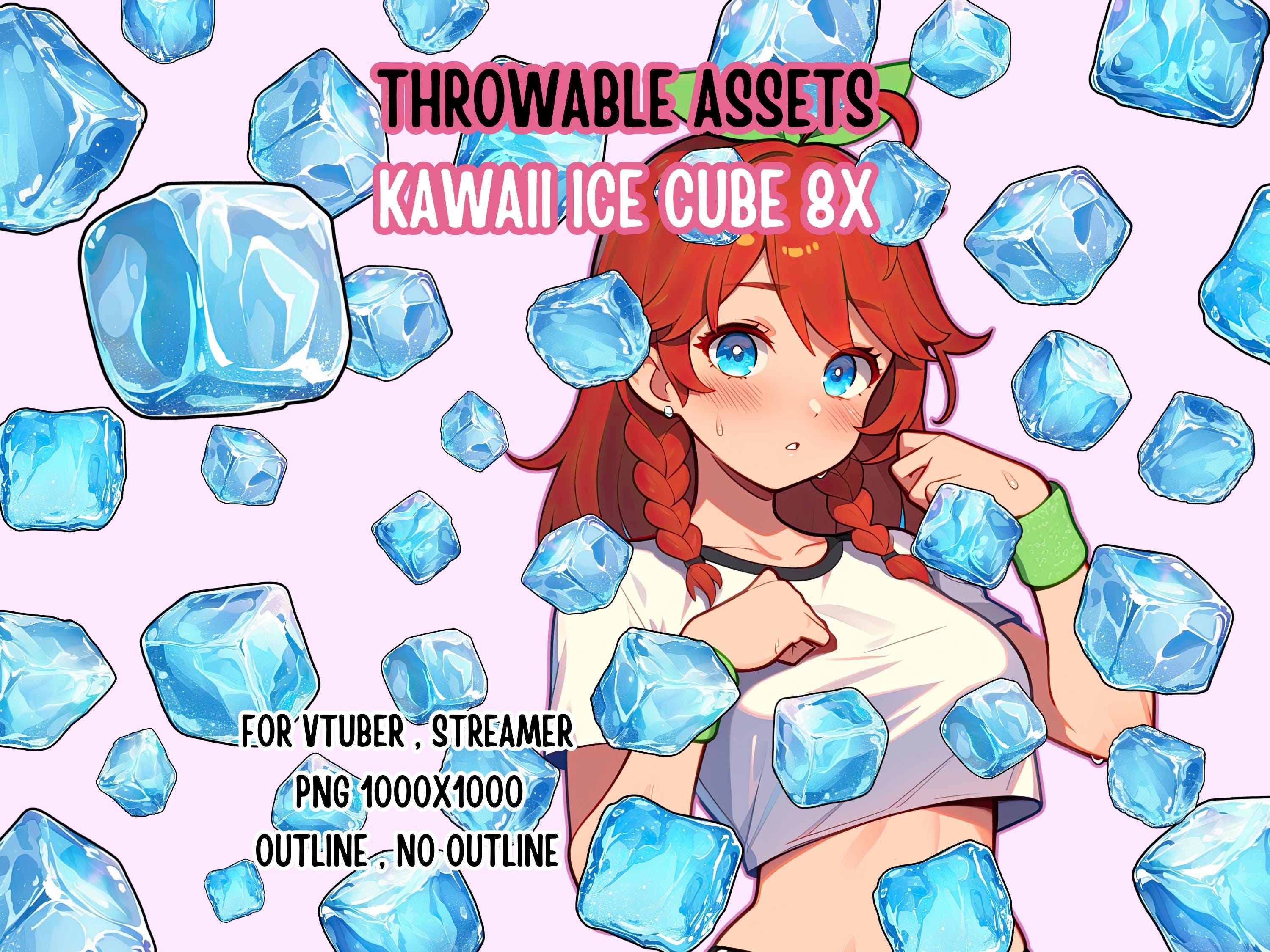 Throwable Assets Kawaii Ice Cube 8x ,2D Digital Assets,Stream Decoration,Cute Throwable,VTuber Assets, Assets,streamer assets,T.I.T.S Assets