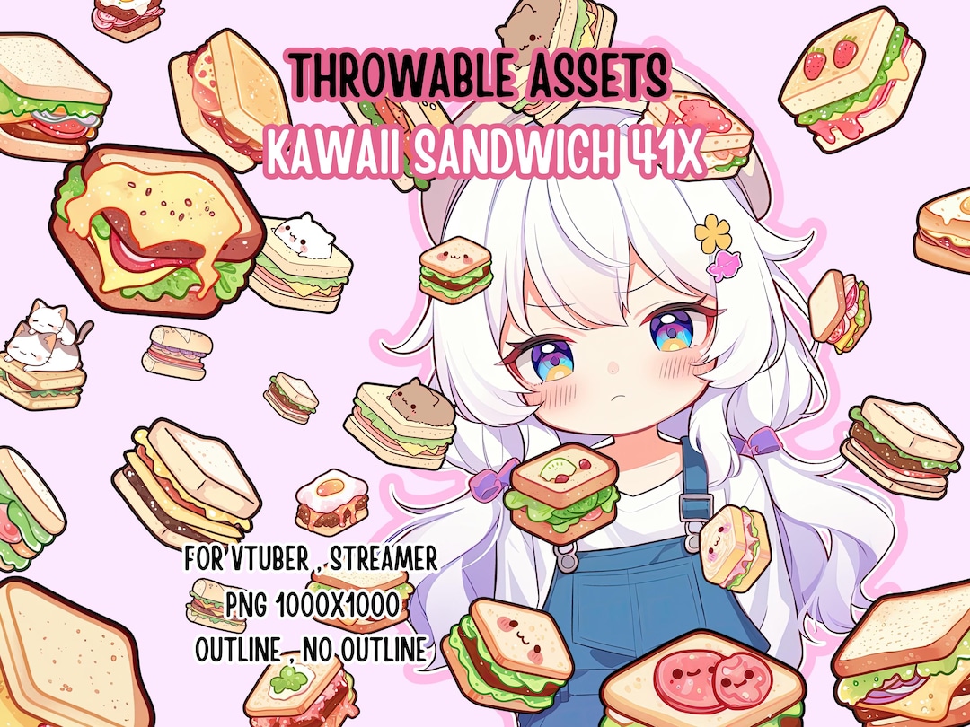 Throwable Assets Kawaii Sandwich 41x ,2D Digital Assets,stream ...