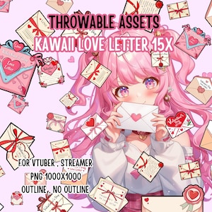 Recursos arrojadizos Letras de amor de San Valentín kawaii 15x, Recursos digitales 2D, Decoración de transmisión, Recursos arrojadizos lindos, Recursos de VTuber, Recursos de transmisión, T.I.T.S
