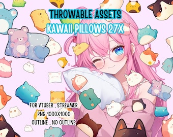 Throwable Assets Kawaii Pillows 27x ,2D Digital Assets,Stream Decoration,Cute Throwable,VTuber Asset,Streamer Asset,T.I.T.S Animal Pillows