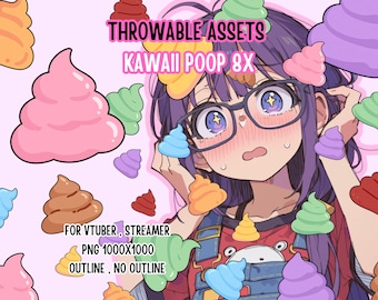 Throwable Assets Kawaii Pastel Poop 8x ,2D Digital Assets,Stream Decoration,Cute Throwable,T.I.T.S Redeem,Funny Meme