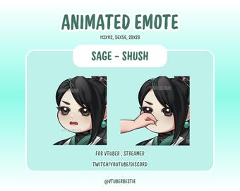 Animated Emote, Valorant Sage Shush Emote for Twitch, Discord, YouTube, VTuber Gaming Streamer Emotes, Cute Anime Emote, Meme Emote, Chibi