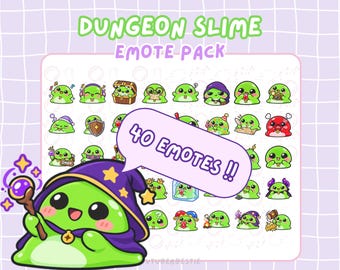 Dungeon Slime Emotes | 40 Cute Slime Twitch Emotes | Kawaii RPG VTuber Emote Pack | Discord YouTube Kick Emotes