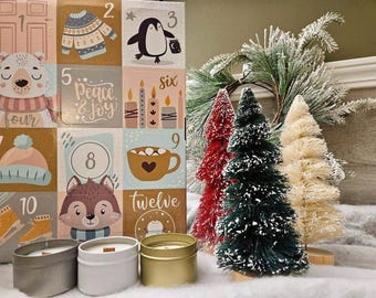Countdown to Christmas with 12 Days of Surprises - Wood Wick & Soy Wax Candles Advent Calendar - Holiday Scent Gift for Her, Candle Advent