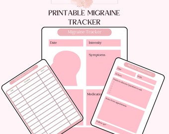 Printable Pink Migraine Tracker | Migraine Diary | Migraine Gift | Migraine Recommendations